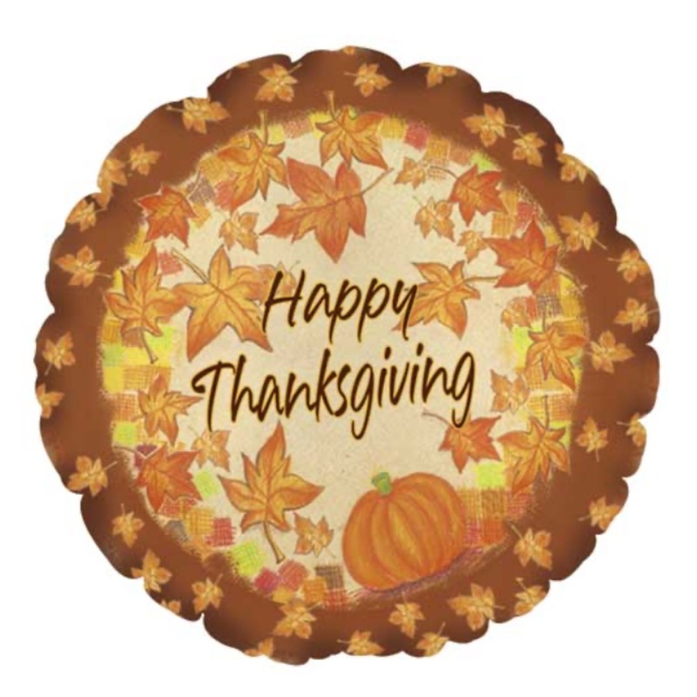 ‘Happy Thanksgiving’ Double Sided 18” Inflatable Mylar Balloon